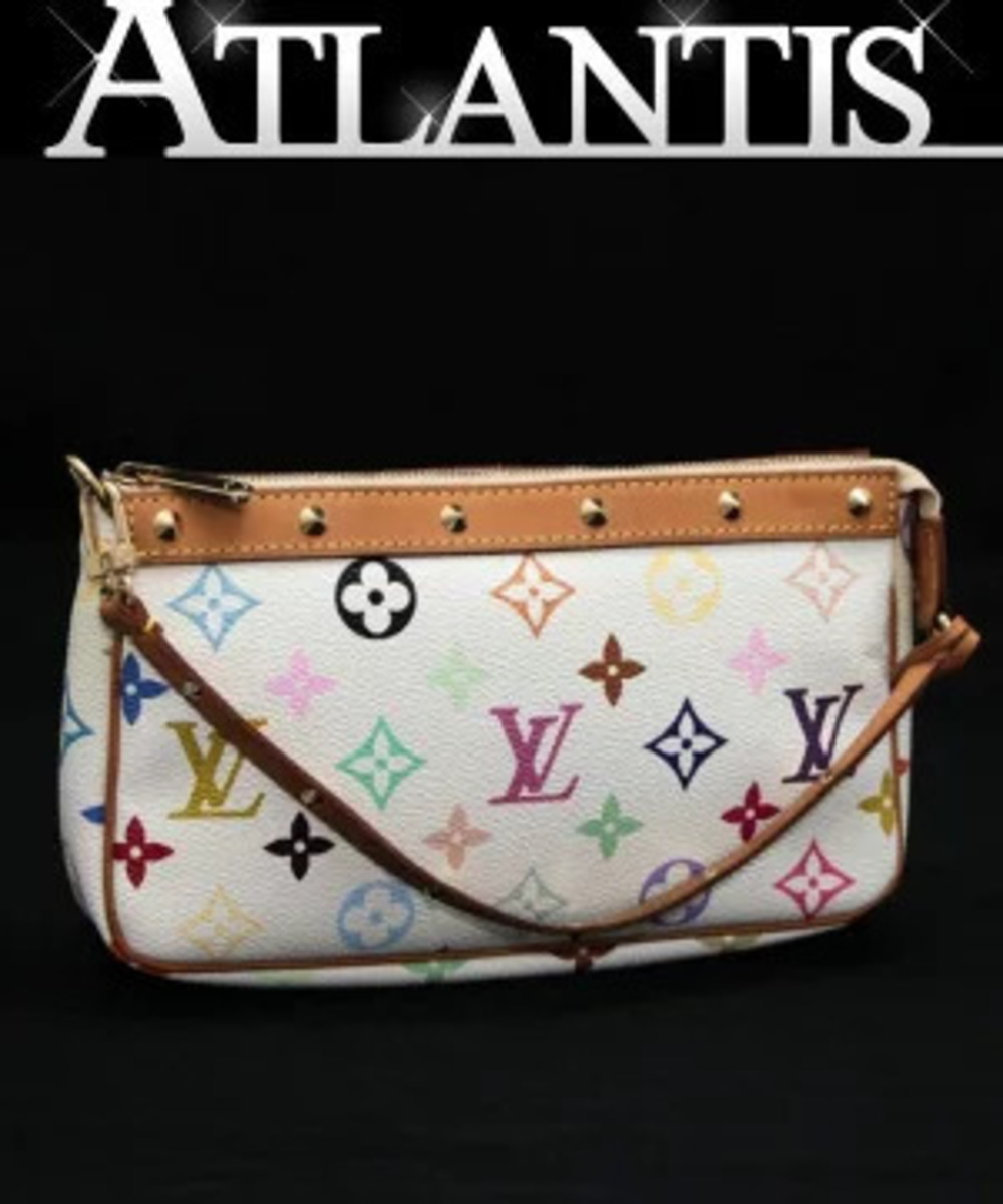 Louis Vuitton Pochette Accessoires Accessory Pouch Clutch Multicolor White